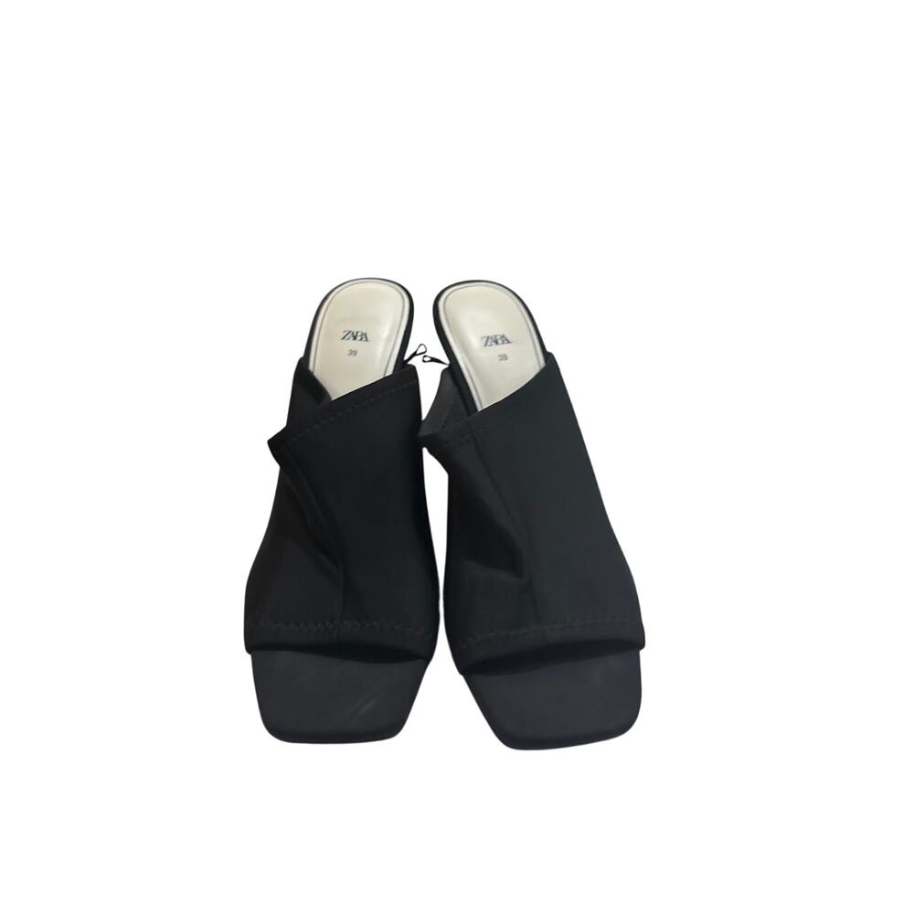 Zara Black Stretch Slide Sandals Women’s US 8.5